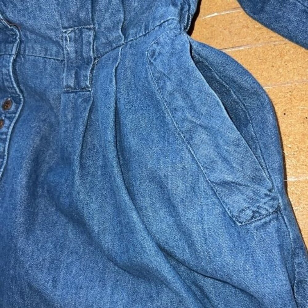 Gotcha Covered Vintage Denim Button-Up Midi Dress w/ Elastic Waist & Pockets 12 - Picture 6 of 11